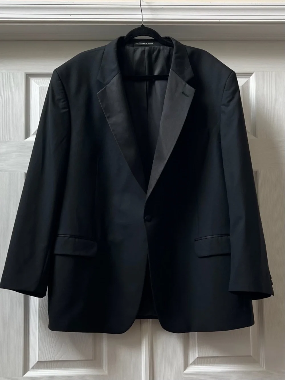 After Hours Black Tuxedo Men's Wool Blazer, Size 48R
